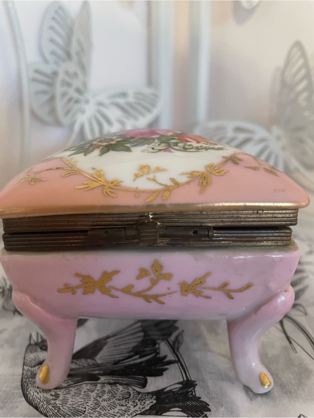 🫖🌸 Vintage Norleans Japan Floral Porcelain Trinket Box - Picture 9 of 10